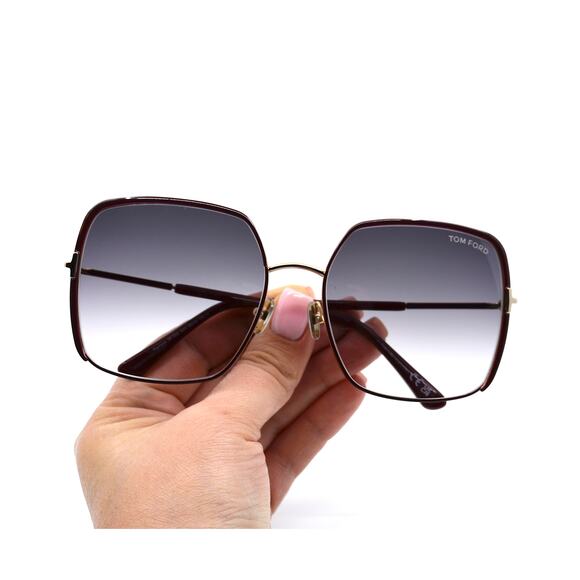 TOM FORD RAPHAELA TF1006 69W GOLD BURGUNDY SMOKE GRADIENT AUTHENTIC SUNG… - Picture 9 of 14